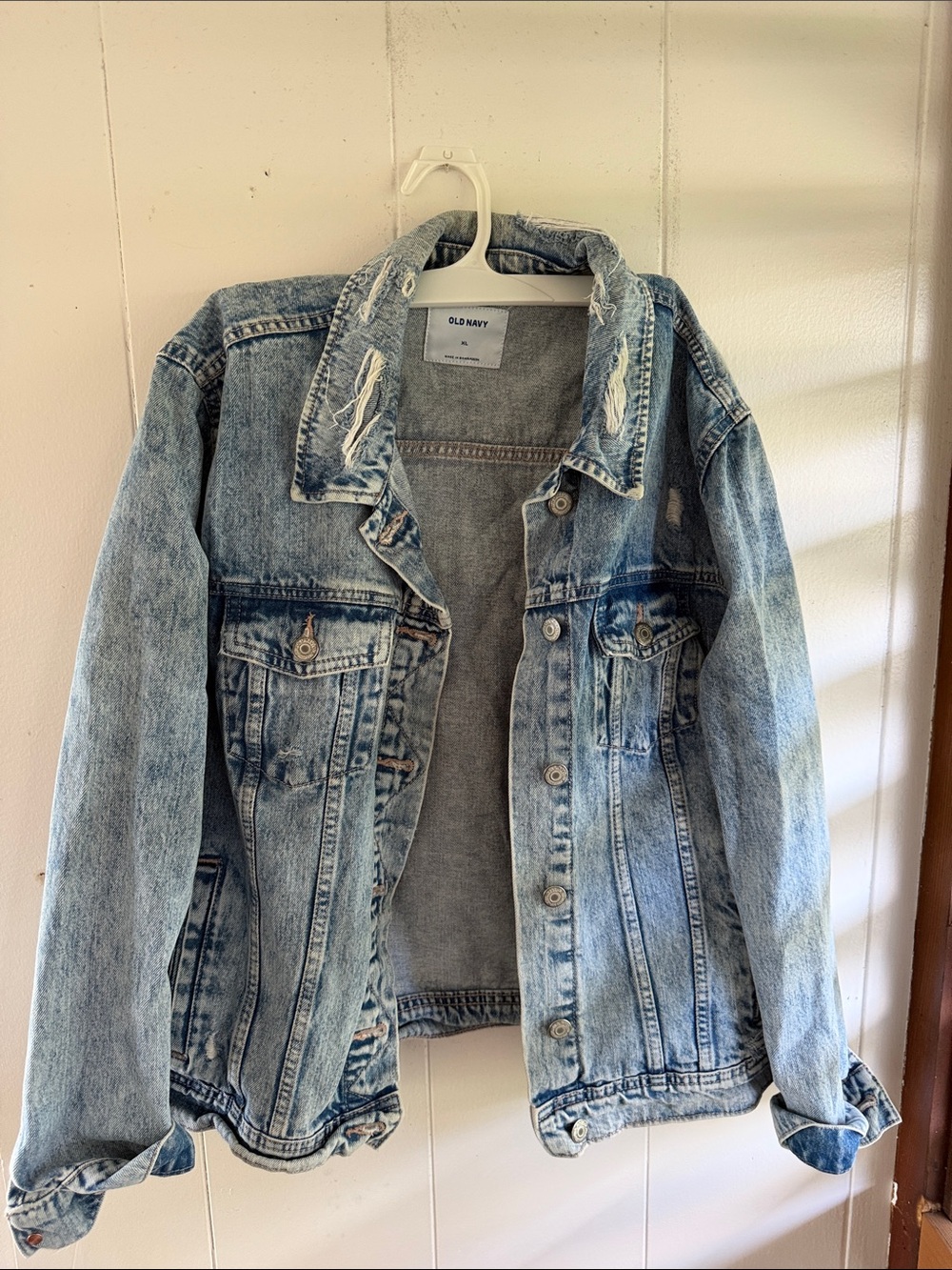 Old Navy Blue Light Wash Distressed Denim Jacket